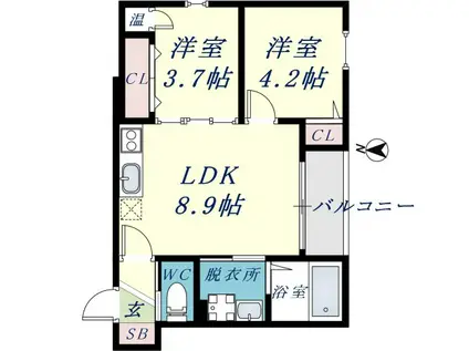 ACE GARDEN HEIGHTS I(2LDK/1階)の間取り写真