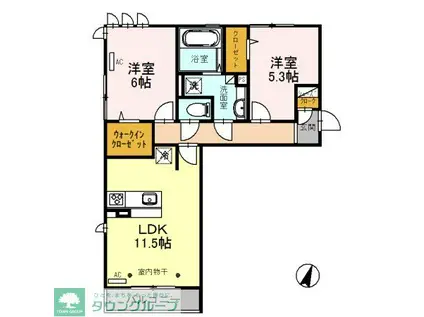 ロイジェントパークス レイクタウン II B(2LDK/2階)の間取り写真