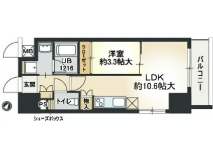 メセナ緑地公園(1LDK/8階)の間取り写真