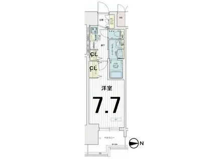 エステムコート名古屋ライブゲート(1K/2階)の間取り写真