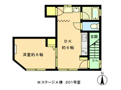 Mステージ A棟(1DK/2階)の間取り写真