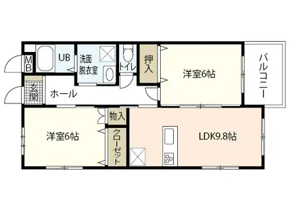 レジデンス花柳A棟(2LDK/1階)の間取り写真