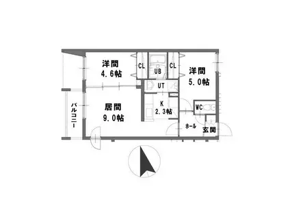 ラ ヴィータ 平岸(2LDK/4階)の間取り写真