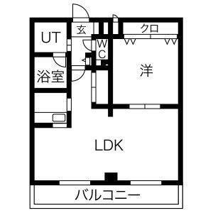 ワイズタワー徳川(1LDK/8階)の間取り写真