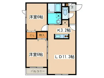 リバーサイドYS(2LDK/1階)の間取り写真