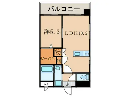 リオグランデ中央(1LDK/2階)の間取り写真