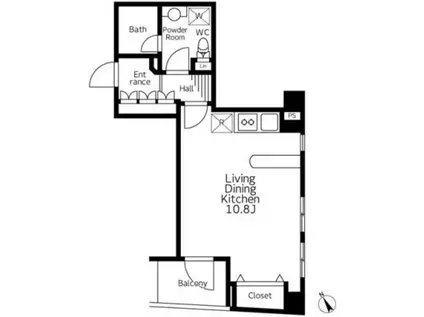 レジデンス広尾(ワンルーム/8階)の間取り写真