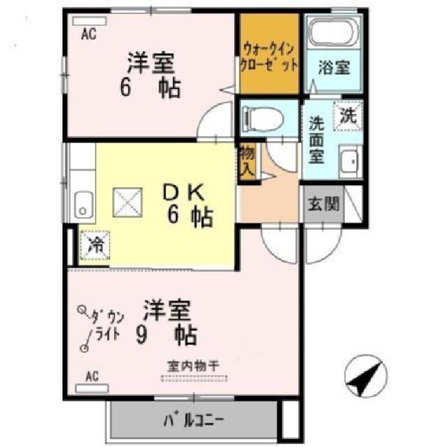 ウィング ヴューA(2DK/1階)の間取り写真