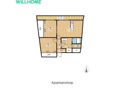 リーゼンラート森(2DK/3階)の間取り写真