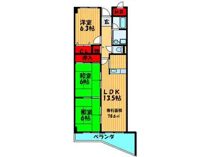 メゾン・ド・ボヌール(3LDK/4階)の間取り写真