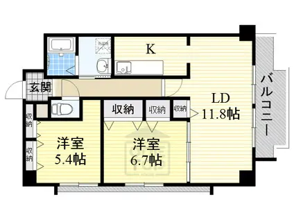 パシフィックマンション4(2LDK/5階)の間取り写真