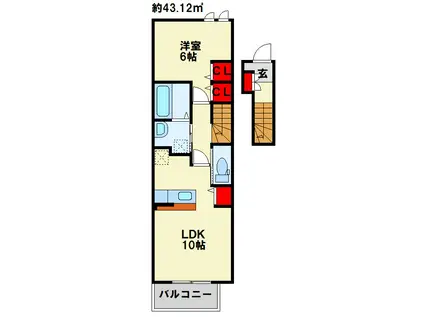 メゾン コンソラトゥールB(1LDK/2階)の間取り写真