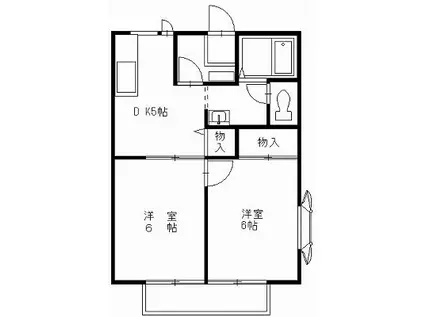 サンプレイス城南H棟(2DK/1階)の間取り写真