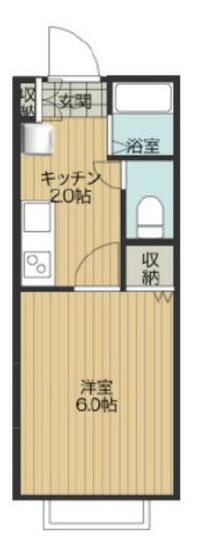 グリーンヒルズK(1K/2階)の間取り写真