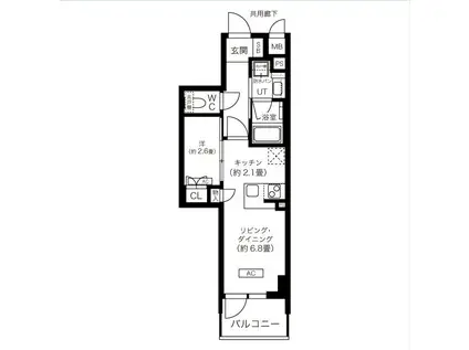 K-COURT谷町四丁目(1LDK/2階)の間取り写真