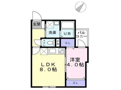 EIJU富士見台駅前(1LDK/2階)の間取り写真