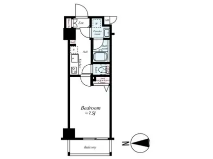 ライジングプレイス両国(1K/3階)の間取り写真