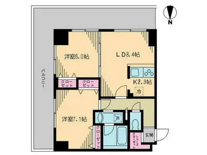 クレドラテース白河(2LDK/4階)の間取り写真