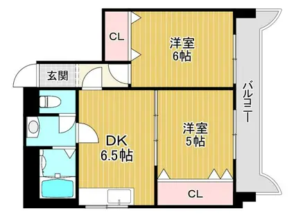エクセルシオール城東(2DK/9階)の間取り写真