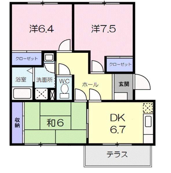 パールフィールド(3DK/1階)の間取り写真