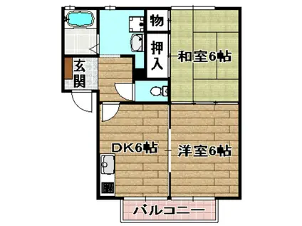 グリーンヒルII(2DK/1階)の間取り写真