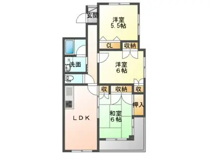 マックヒルズ方木田(3LDK/5階)の間取り写真