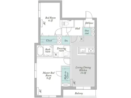 FIVE南大井(2LDK/3階)の間取り写真