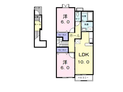 シャンポワール舞木B(2LDK/2階)の間取り写真