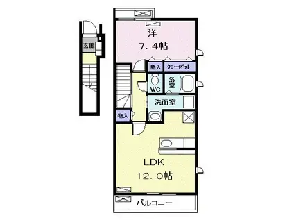 フェスティバル(1LDK/2階)の間取り写真