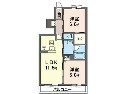 レヴィア II(2LDK/1階)の間取り写真