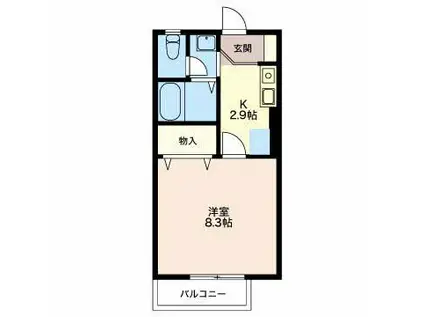 シティハイム(1K/2階)の間取り写真