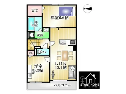 サザン・スターB(2LDK/2階)の間取り写真