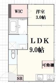 LEGGERO武庫川(1LDK/1階)の間取り写真