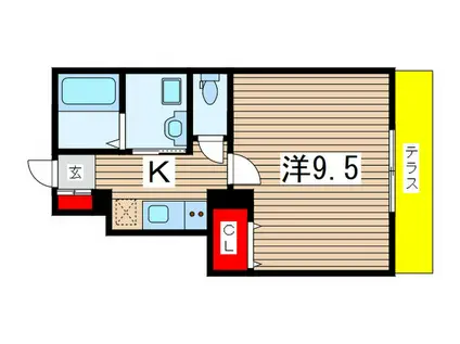 リーブルファイン祐光(1K/1階)の間取り写真