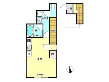 ティサージュ屋形(ワンルーム/2階)の間取り写真