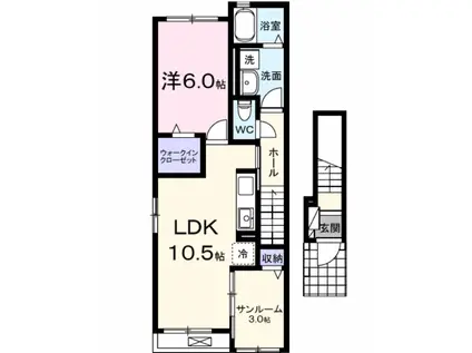 大網白里 1LDK(1LDK/2階)の間取り写真