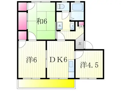 メゾン旭C棟(3DK/1階)の間取り写真