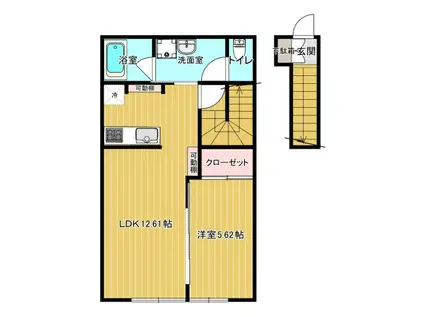 JERICHO A(1LDK/2階)の間取り写真