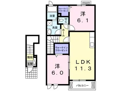 カーサ フェリーチェI(2LDK/2階)の間取り写真
