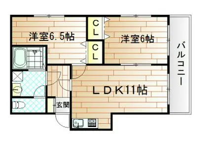 ナーセリー到津(2LDK/2階)の間取り写真