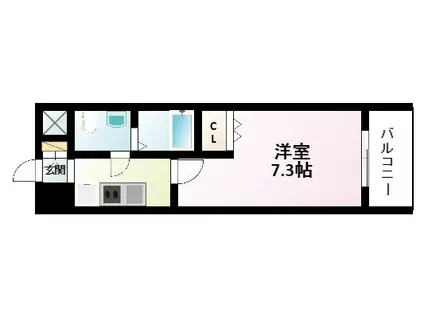 アリビオ千里豊津(1K/2階)の間取り写真