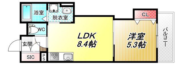 クリエオーレ大蓮東I(1LDK/2階)の間取り写真