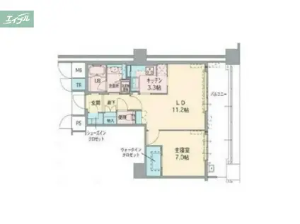 グレースタワーI(1LDK/4階)の間取り写真