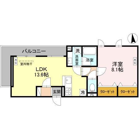 VERDE(1LDK/3階)の間取り写真