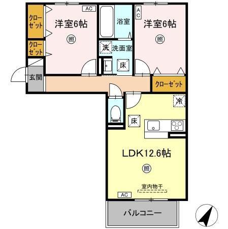 スペチアーレ・セレーナ(2LDK/1階)の間取り写真