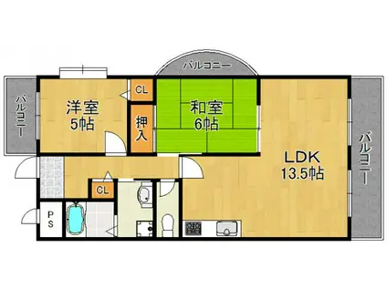 マンションあぜりあ(2LDK/2階)の間取り写真