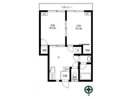 メゾンヨネザワ(2DK/2階)の間取り写真