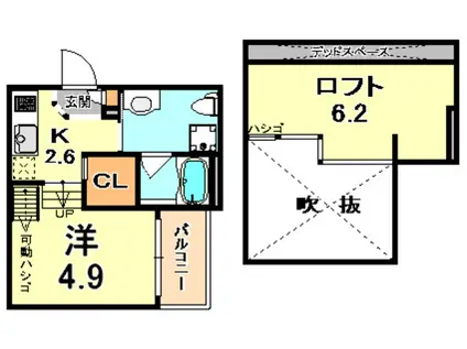 パロアルト2(ワンルーム/1階)の間取り写真