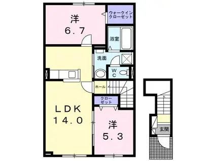 ベル セリシール(2LDK/2階)の間取り写真