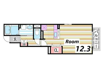サンリットヴィラ神屋(ワンルーム/1階)の間取り写真